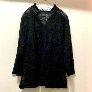 Black lace & satin blouse